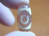 「三眼」（黒朱砂入り）現代天珠 直径約10×20mm