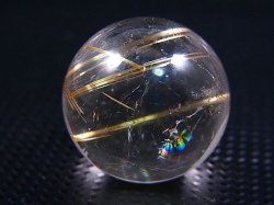 画像1: ブラジル産タイチンルチル水晶丸玉（レインボー入り） 20mm