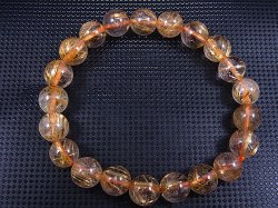 画像1: ブラジル産タイチンルチル入りクリア水晶ブレスレット 9.5mm平均 内寸：約15cm