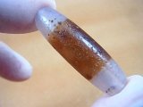 「黒白」（黒朱砂入り）現代天珠 直径約11.5×38.5mm