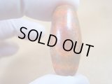 ヴィンテージ：「赤天地」西蔵（チベット）天珠 直径約12.5×28.5mm