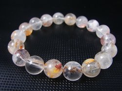 画像1: ブラジル産マーカサイト＆リモナイトイン「オーロラ」水晶ブレスレット 11.3mm平均 内寸：約16cm