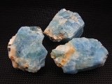 ベトナム産ディープブルーカラーアクアマリン柱状結晶原石（年輪付き） 3点セット トータル 71.2g