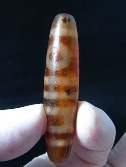 画像1: 「双天地」（黒朱砂入り）現代天珠 直径約13.5×60mm