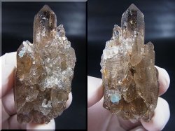 画像1: ベトナム・タインホア産アクアマリン付きスモーキー水晶（ＤＴ多連晶/トパーズ付き） 39.6g