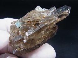 画像2: ベトナム・タインホア産アクアマリン付きスモーキー水晶（ＤＴ多連晶/トパーズ付き） 39.6g