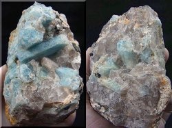 画像1: キャビネットサイズ：ベトナム・タインホア産アクアマリン/スモーキークオーツ原石（マッシブ） 726.2g