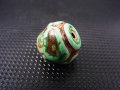 ヴィンテージ：「雪域天珠：老緑色亀甲」西蔵（チベット）天珠 直径約15×13mm
