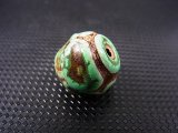 ヴィンテージ：「雪域天珠：老緑色亀甲」西蔵（チベット）天珠 直径約15×13mm