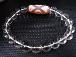 画像2: 「三眼」（赤朱砂入り）現代天珠/K2カラコルム・クリアクオーツ/オリジナルブレスレット 内寸：約15cm