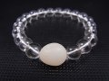 和田玉（ホータンぎょく/羊脂白玉）/K2カラコルム・クリアクオーツ/オリジナルブレスレット 内寸：約15cm