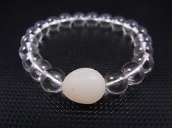 画像1: 和田玉（ホータンぎょく/羊脂白玉）/K2カラコルム・クリアクオーツ/オリジナルブレスレット 内寸：約15cm