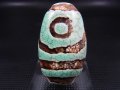 ヴィンテージ：「雪域天珠：老緑色二眼」西蔵（チベット）天珠 約47×27.5×17mm