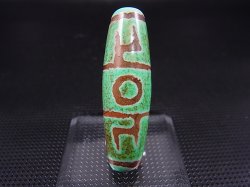 画像1: ヴィンテージ：「雪域天珠：老緑色三眼蓮師法器」西蔵（チベット）天珠 直径約13.5×46.5mm