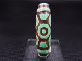 ヴィンテージ：「雪域天珠：老緑色六眼」西蔵（チベット）天珠 直径約14×48.5mm