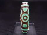 ヴィンテージ：「雪域天珠：老緑色六眼」西蔵（チベット）天珠 直径約14×48.5mm