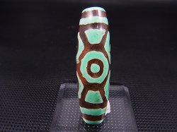 画像1: ヴィンテージ：「雪域天珠：老緑色六眼」西蔵（チベット）天珠 直径約14×48.5mm