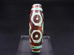 画像2: ヴィンテージ：「雪域天珠：老緑色六眼」西蔵（チベット）天珠 直径約14×48.5mm