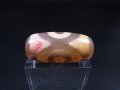 「三眼」（赤朱砂入り）現代天珠 直径約12.5×27.5mm