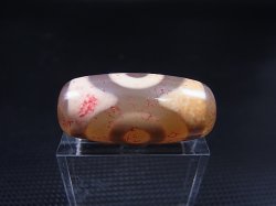 画像1: 「三眼」（赤朱砂入り）現代天珠 直径約12.5×27.5mm