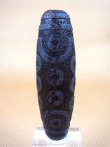 「二十一眼」老礦（ろうこう）現代天珠 直径約20×71mm
