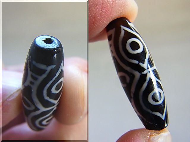 至純天珠ビーズ「龍六眼」 直径約10×30.5mm - パーフェクトストーン PERFECT STONE