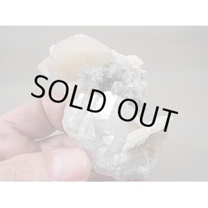 画像: ダルネゴルスク産カルサイト・水晶・パイライト・錫石＆双晶水晶原石 95.2g