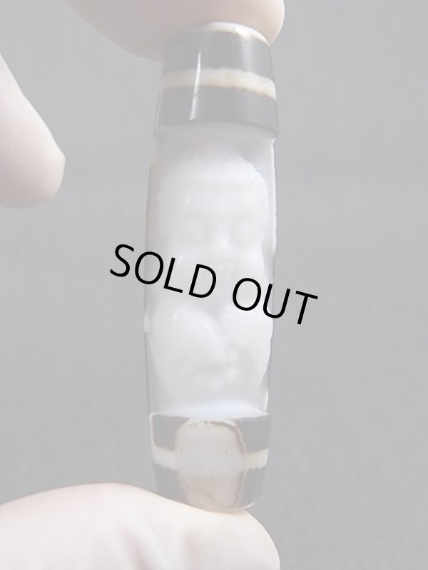 画像1: 「菩提」（仏顔彫り）現代天珠 直径約13×48.5mm