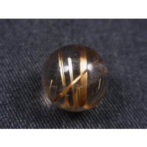 画像: ブラジル産キャッツアイ/タイチンルチル水晶丸玉 15mm