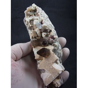 画像: キャビネットサイズ：福建省産スペサルティンガーネット付きスモーキー水晶＆ブルーフローライト原石 352.5g