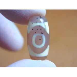 画像: 「三眼」（黒朱砂入り）現代天珠 直径約10×20mm