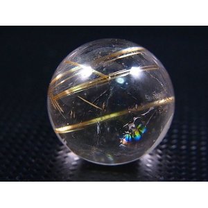 画像: ブラジル産タイチンルチル水晶丸玉（レインボー入り） 20mm