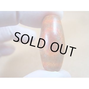 画像: ヴィンテージ：「赤天地」西蔵（チベット）天珠 直径約12.5×28.5mm