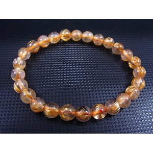 画像: ブラジル産タイチンルチル入りクリア水晶ブレスレット 7mm平均 内寸：約15cm