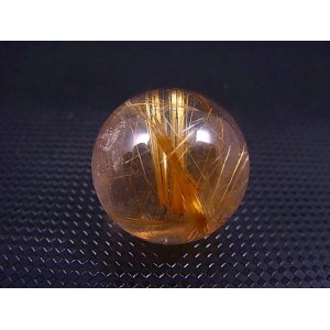 画像: ブラジル産キャッツアイ/タイチンルチル水晶丸玉 21mm