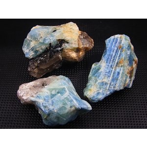 画像: ベトナム産ディープブルーカラーアクアマリン結晶原石（水晶付き） 3点セット トータル 104.6g