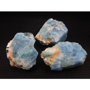 画像: ベトナム産ディープブルーカラーアクアマリン柱状結晶原石（年輪付き） 3点セット トータル 71.2g