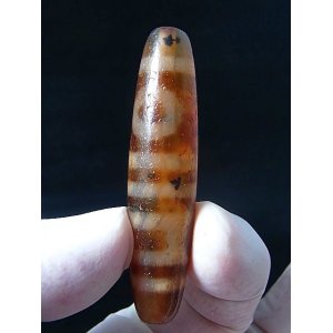 画像: 「双天地」（黒朱砂入り）現代天珠 直径約13.5×60mm