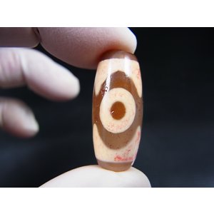 画像: 「三眼」（赤朱砂入り）現代天珠 直径約12×28mm