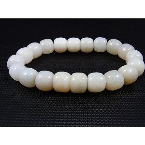 画像: 和田玉(ホータンぎょく)「羊脂白玉」粒売りビーズ 10×8mm平均