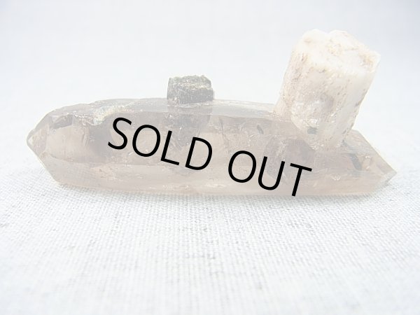 画像1: マラウイ・ムランジェ産スモーキー水晶原石（ＤＴ/エジリン＆長石貫入り） 23.5g