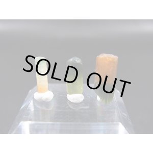 画像: ベトナムMinh Tien産バイカラートルマリン柱状結晶原石 3点セット トータル 5.1カラット