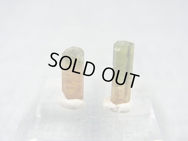 画像1: ベトナムMinh Tien産バイカラートルマリン柱状結晶原石 2点セット トータル 2.5カラット