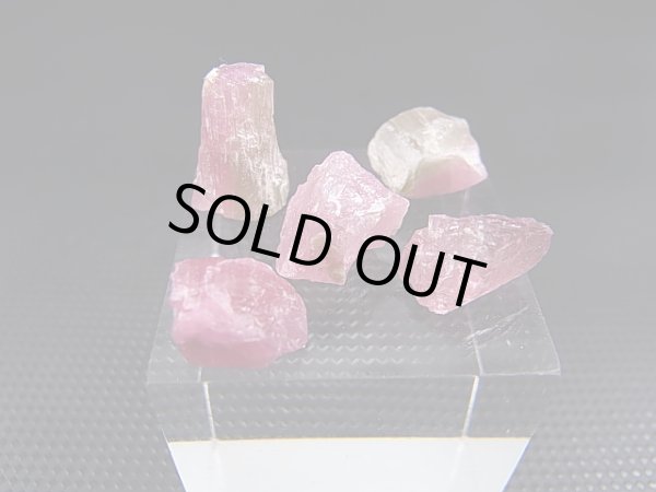 画像1: カリフォルニア産ピンクトルマリン原石（バイカラー） 5点セット トータル 26.8カラット