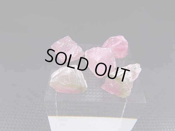 画像2: カリフォルニア産ピンクトルマリン原石（バイカラー） 5点セット トータル 26.8カラット