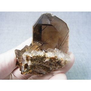 画像: ノルウェー産コッパールチル入りスモーキー水晶原石（連晶） 106.5g