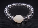画像: 和田玉（ホータンぎょく/羊脂白玉）/K2カラコルム・クリアクオーツ/オリジナルブレスレット 内寸：約15cm