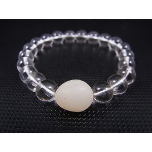 画像: 和田玉(ホータンぎょく/羊脂白玉)/K2カラコルム・クリアクオーツ/オリジナルブレスレット 内寸:約15cm