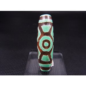画像: ヴィンテージ：「雪域天珠：老緑色六眼」西蔵（チベット）天珠 直径約14×48.5mm