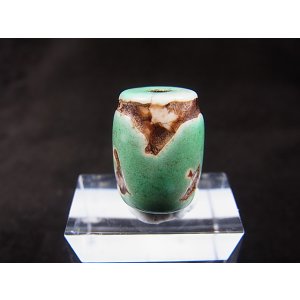 画像: ヴィンテージ:「雪域天珠:老緑色虎牙」西蔵(チベット)天珠 直径約14×18mm